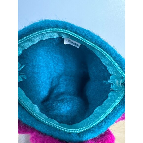 Handmade Wool Shoulder Bag with Teal and Purple Flower Made in Nepal - Picture 9 of 11